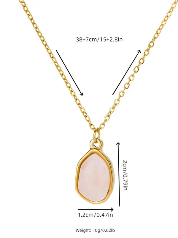Women's Simple Style Artificial Gemstone Decorated Necklace with Geometric Pendant Design, Elegant Trendy Pendant Necklace For Daily & Party As Gift Without Box 4