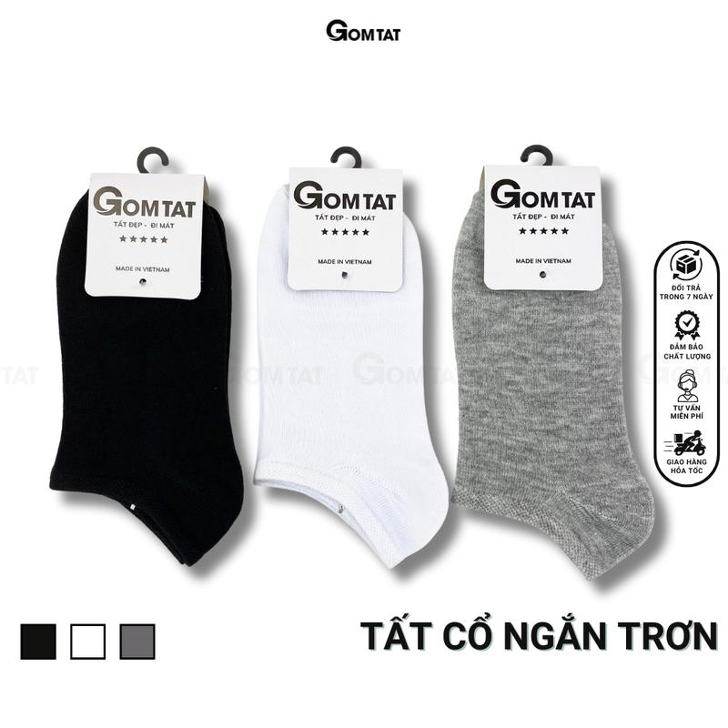 Vớ Trơn Cổ Ngắn Cotton, Tất Cổ Ngắn Nam Nữ  Menswear Trắng- TRONNGAN-VNXK