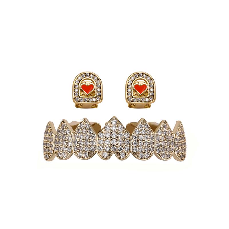 Product Introduction of European Hip Hop Tooth Socket DIY Combination Suit Full Diamond Copper Inlaid Zirconium Cross-Border Hot Hip Hop Gold Teeth Grillz Wholesale @ 0440 7
