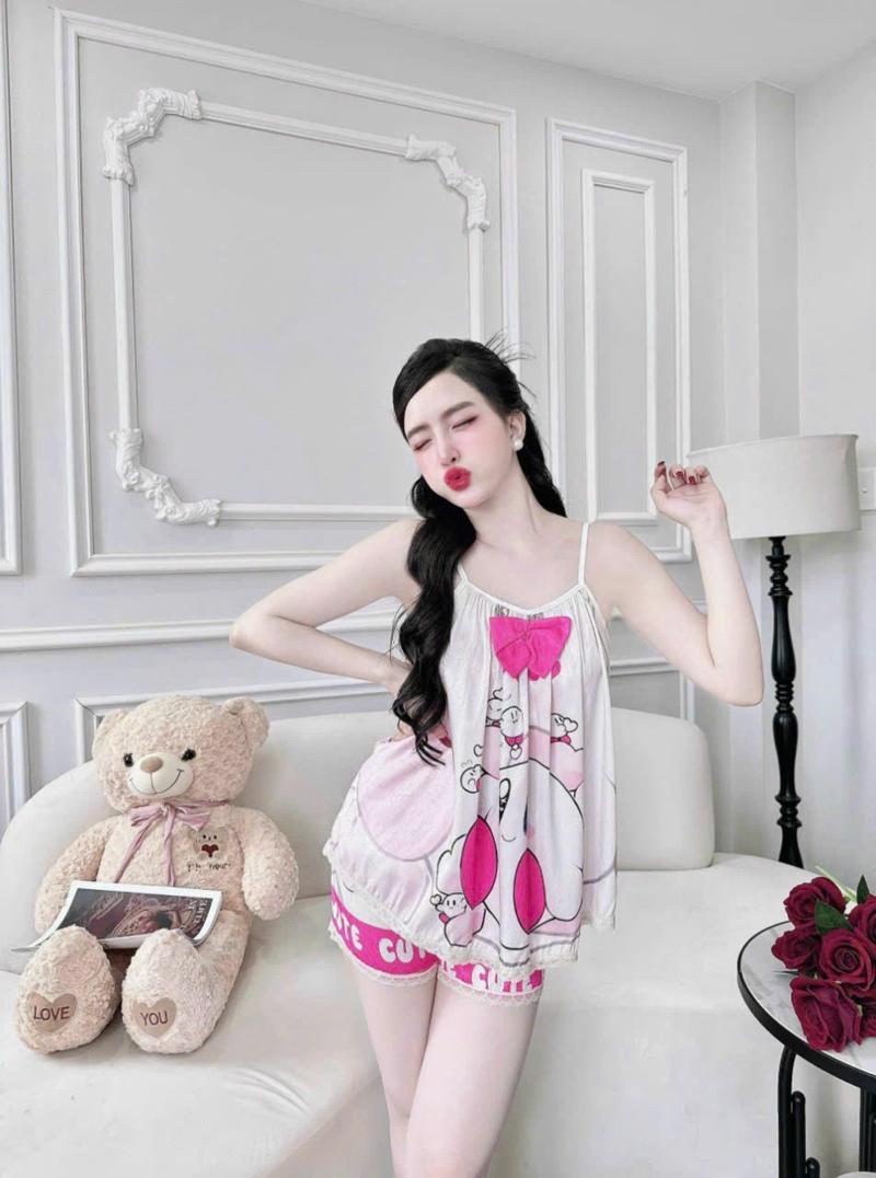 Product Introduction of [FREESIZE 40-58KG] ĐỒ BỘ ĐÙI LỤA XƯỚC HỌA TIẾT DỄ THƯƠNG 5