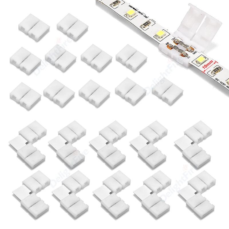 10pcs Solderless LED Strip Connector 4 pin 10mm 8mm L I Type Unwired Gapless Terminal Extension For SMD 5050 2835 LED Strip 0