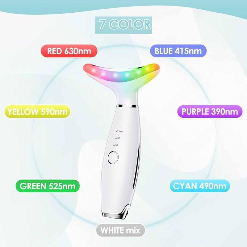 Portable 7 Color Facial & Neck Face Massager, 1 Box Vibrating Neck and Face Massager Tools, Electric Facial Skin Care Tool for Women 7
