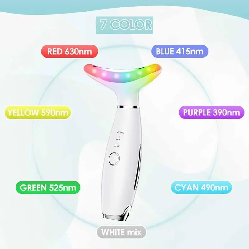 Portable 7 Color Facial & Neck Face Massager, 1 Box Vibrating Neck and Face Massager Tools, Electric Facial Skin Care Tool for Women 7