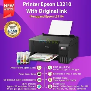Printer Epson L3210 / L3250 / L3251 / L3211 Print Scan Copy Epson L121 Print Only Multifungsi WIFI WIRELESS Mesin Tinta White / L121 Print Only