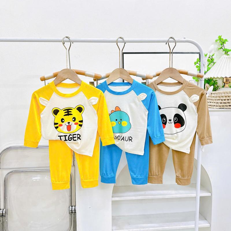 Bộ quần áo dài tay quần dài in hình phối tai MK532 (6-16KG) chất thun lạnh trơn mỏng mềm, mát cho bé dưới 3 tuổi áo  thun  dài  tay  bé  gái