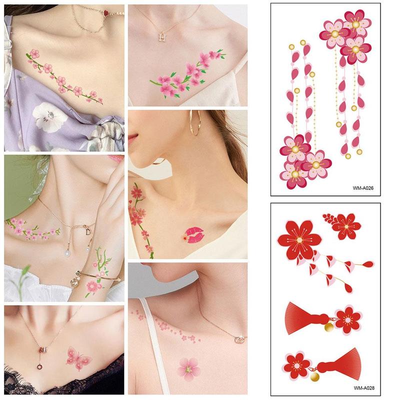 Product Introduction of Waterproof Temporary Tattoo Sticker Sexy Beautiful Sakura Flower Collarbone Arm Hand Body Art Flash Tattoo For Girls Women 15