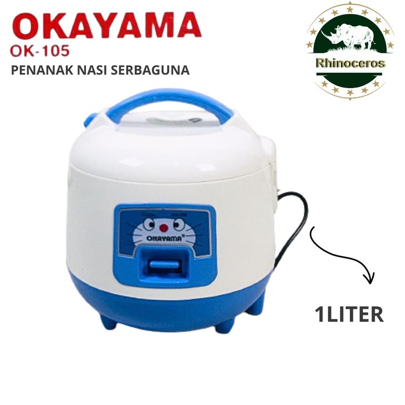 Product Introduction of Rice Cooker Magic Com Mini Rice Cooker Mini Penanak Nasi Magicom 1 liter 3 in 1 Okayama OK-105 Biru Merah Magiccom 24