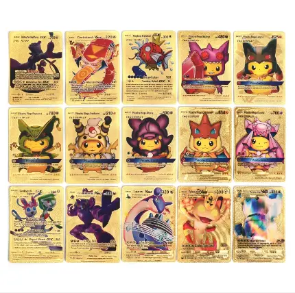 54pcs Kartu Pokemon Logam Emas Vmax GX Energy Card Collection Battle Card QDD kotak  games  Toys 3