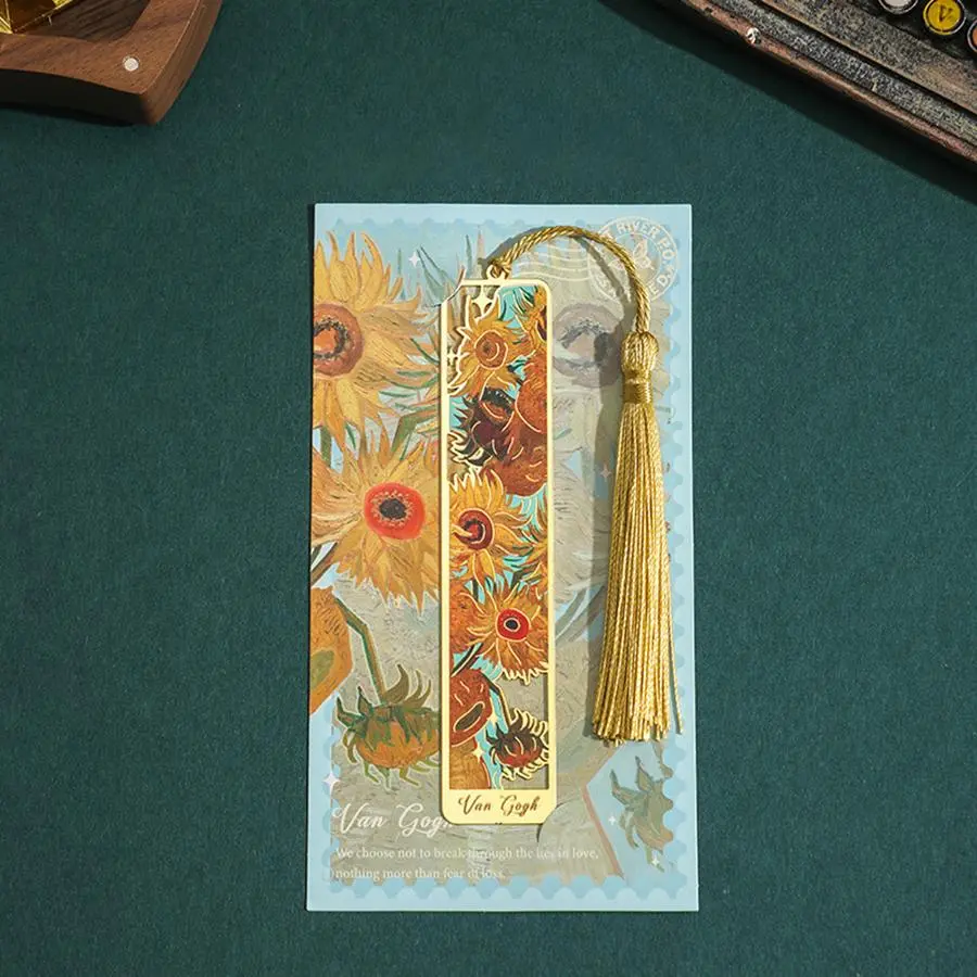 Sunflower & Rose Pattern Hollow Bookmark, 1 Count Metal Bookmark For Office & School, Paper Label Gift For Students
