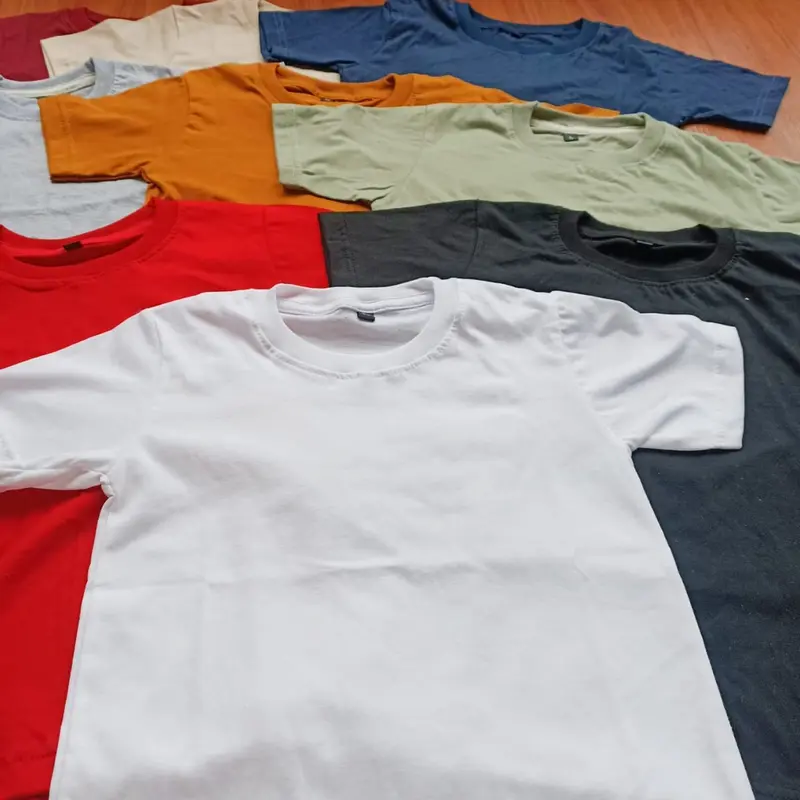 SWEATER_ID Kaos polos lengan pendek anak 1-7 tahun combed 30s Katun Polos Biru Hitam Kuning Merah Putih 2