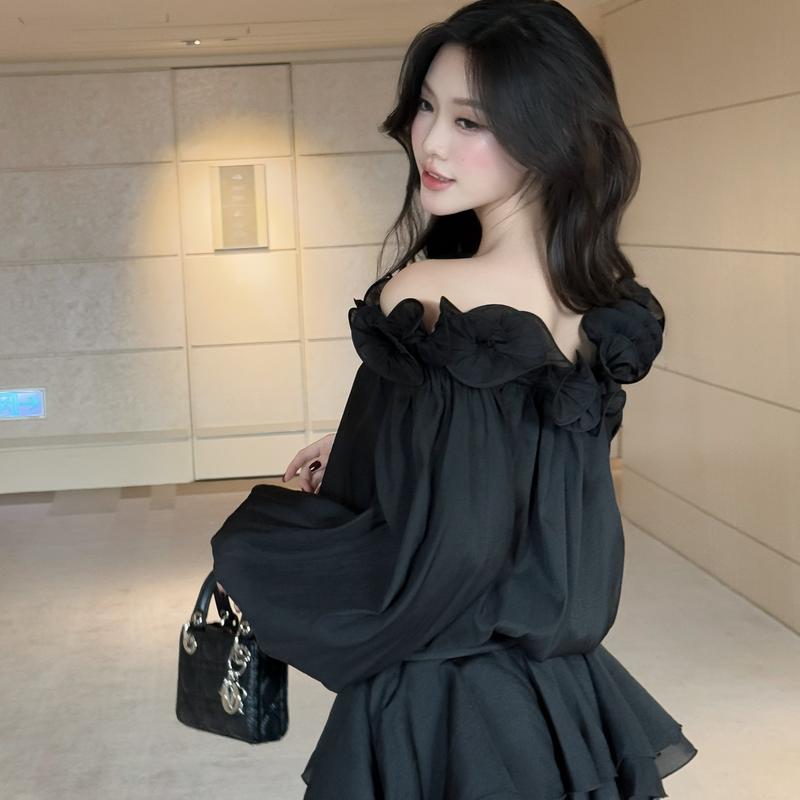 Đầm thiết kế cổ sóng bèo tầng dáng xoè PL Clothing 7
