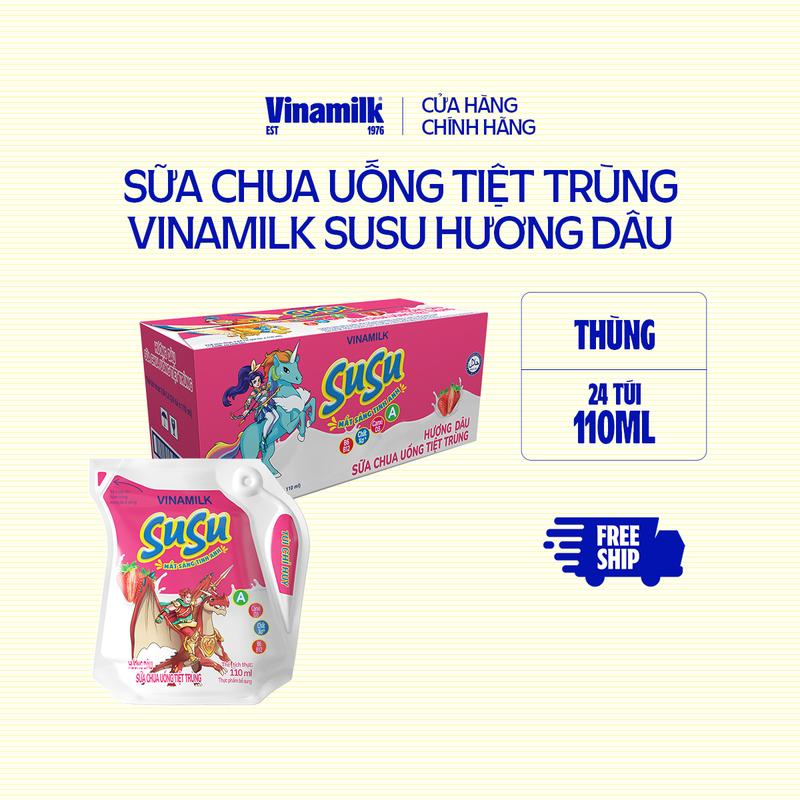 Sữa chua uống TT Hương Dâu Vinamilk Susu - Thùng 24 Túi 110ml