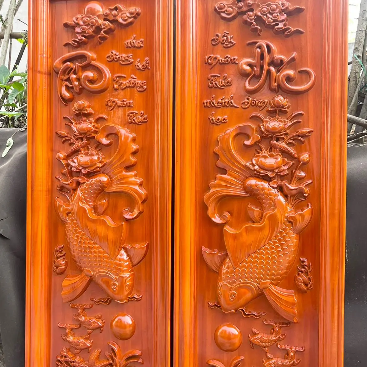 Tranh cá chép  - gỗ gõ nam mỹ