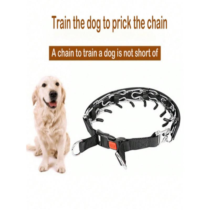 1pc Outdoor Stimulation Chain & Black Fabric & Design Dog Training Leash With Detachable Collar, Pet Supplies prong  collar flexi  leash ankle  tag prong  collars cat  collar  lara  rose dog  whistles dog  harness dog  whistles 7