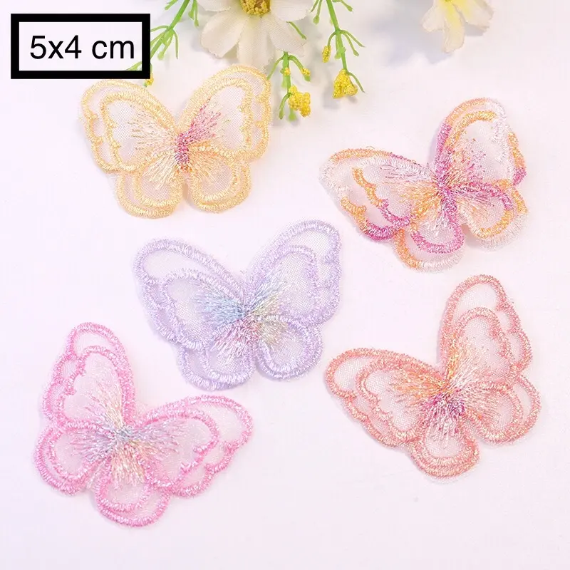 ￼Miếng vá trang trí, sửa chữa may, khâu lên quần áo rách, trang trí khăn, túi, .. (Hình bướm 2 lớp cánh)