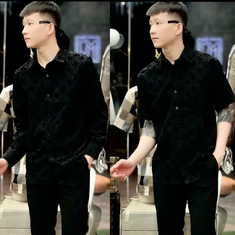 Áo sơ mi nam phối họa tiết dập vân nổi phong cách thời trang dễ phối đồ chuẩn form cao cấp Menswear