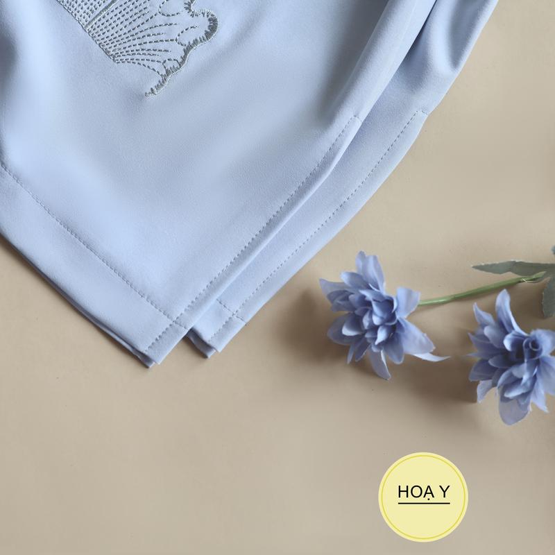 Product Introduction of DL102 LAM (Họa Y Pháp Phục) Đồ Lam Đi Chùa, Top Quần Áo Thời Trang Cho Phật Tử Nữ,  size S M L XL XXL, Pháp Phục, trang phục truyền thống thường mặc, chất lụa tuyết xl Women Lịch trung niên 9