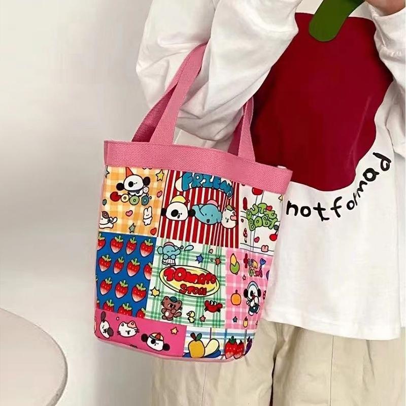Product Introduction of Túi Bucket Vải Bố, Phong Cách Thường Ngày Tote, Dành Cho Nữ, In Hình Hoạt Hình, Túi Ăn Trưa, Túi Mua Sắm, Túi Đi Học 17
