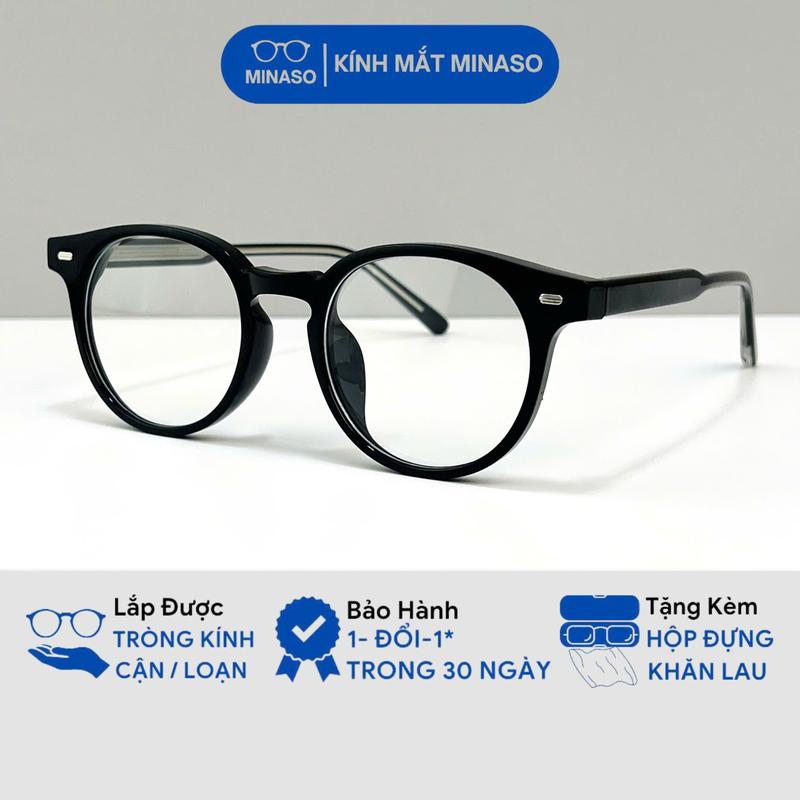 Gọng kính cận cốt kim loại nữ nam mắt kính tròn không độ bảo vệ mắt chống ánh sáng xanh và tia UV thời trang phong cách Hàn Quốc thay được mắt cận 551