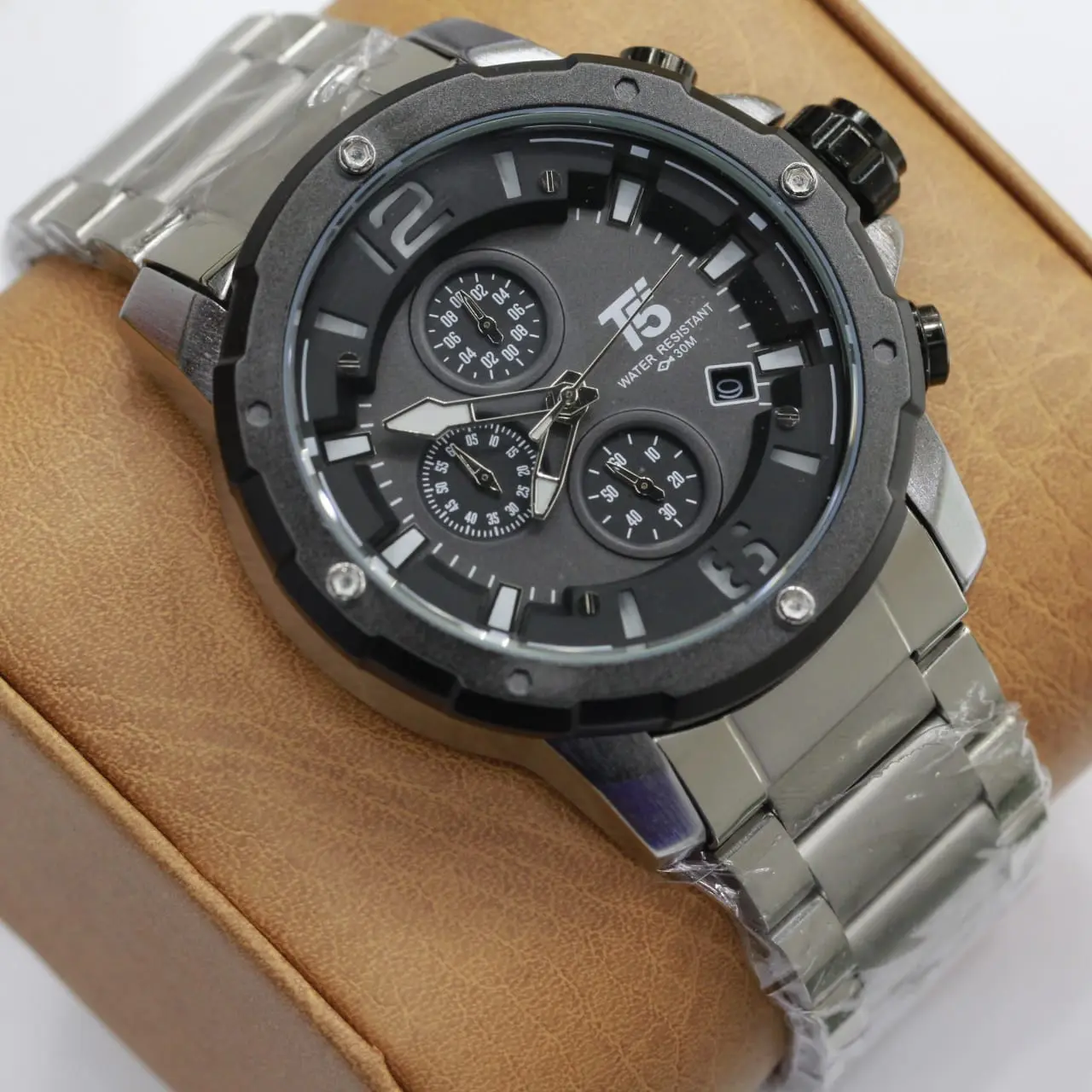 TimelessCorp - Jam Tangan Pria Cowok T5 H3589G Original Stainless Stopwatch Watches