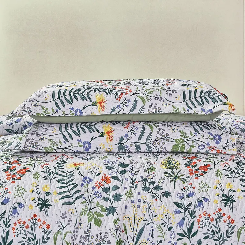 Floral Print Bedding Set, 1 Count Bedspread & 2 Counts Pillowcase without Filler, Soft Comfortable Bedding Set for Home Bedroom 5
