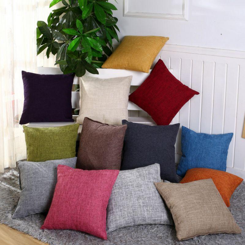 Vỏ Gối tựa lưng sofa vỏ gối vuông 45x45cm một màu đẹp gối tựa lưng văn phòng trang trí không ruột