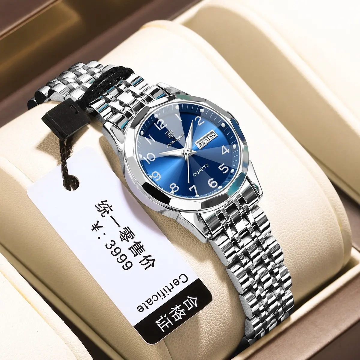 T8 - ĐỒNG HỒ NỮ PODERGAR DÂY THÉP SANG TRỌNG CÓ DẠ QUANG BAN ĐÊM CHỐNG NƯỚC TỐT(TẶNG KÈM DỤNG CỤ CẮT MẮT +HỘP ĐỰNG VÀ PIN DỰ PHÒNG)