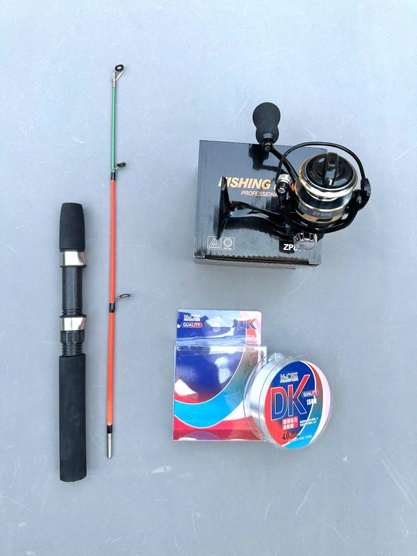 Combo Cần Câu Tôm Cắm Gốc Máy ZP Mini, Cần Đặc Cắm Gốc - Máy ZP - Cước DK