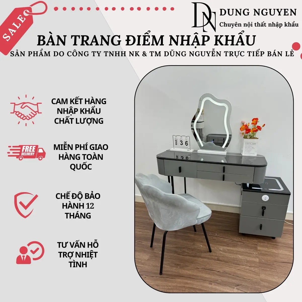 bàn trang điểm nhập khẩu thông minh có khoá vân tay ( HÀNG LOẠI 1)