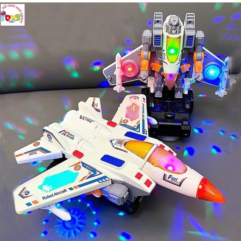 Máy bay chiến đấu biến hình Robot Có Nhạc Và Đèn Cho Bé xe tăng máy bay điều khiển
