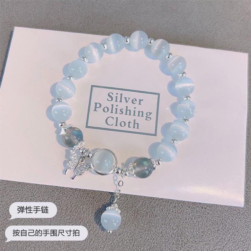 Product Introduction of Vòng Tay Bướm Pha Lê Opal, Dành Cho Phụ Nữ, Vòng Tay Ánh Trăng Xám, Quà Tặng Tự Làm Cho Sinh Viên 1