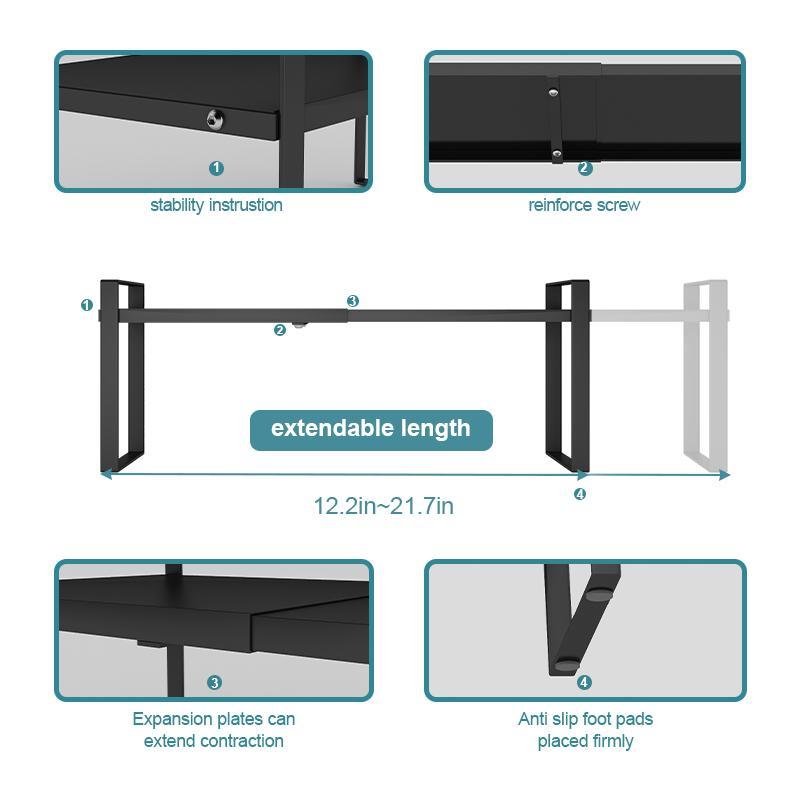 Kitchen Cabinet Shelf, 1 Count Expandable Organizer Riser Rack for Kitchen Pantry Cupboard, Under Sink Countertop Home Organization 3