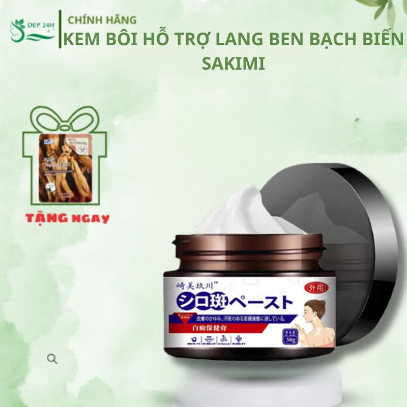 Kem bôi bạch biến lang bên SAKIMI - Kem SAKIMI cải thiện tình trạng lang ben, bạch biến trên da, hỗ trợ đẩy lùi vi nấm hũ 30g