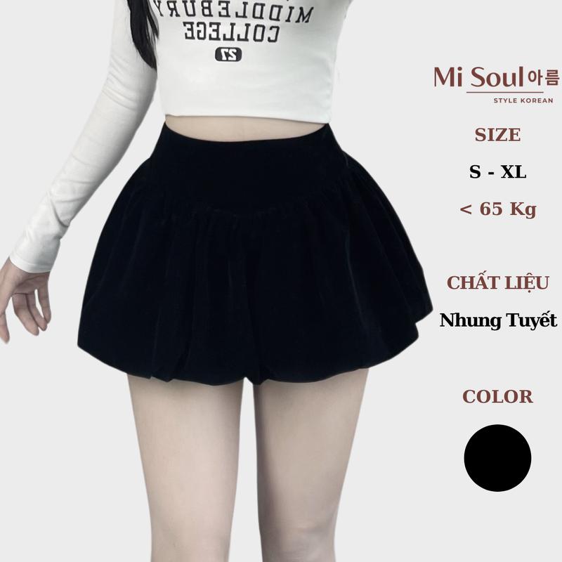 Quần Bí Nhung Xếp Ly Nữ 2 Lớp Dáng Xoè Bồng Misoul Quần Qủa Bí Tuyết Nhung Xếp Ly Xoè BigSize 368 Women