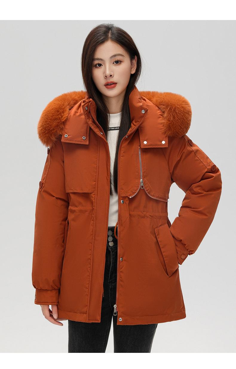Product Introduction of Fashion Big Fur Collar down Cotton-Padded Jacket Women's Short 2023 New Winter Clothes Small Workwear Thickened Parka Cotton-Padded Jacket 23