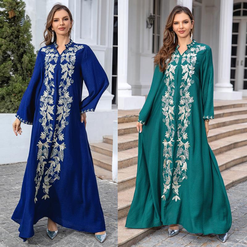 Váy Thêu Abaya Phụ Nữ Hồi Giáo Djellaba, Giảm Giá, Váy Dạ Hội, Thời Trang Phụ Nữ Dubai, Bán Buôn Có Sẵn 1