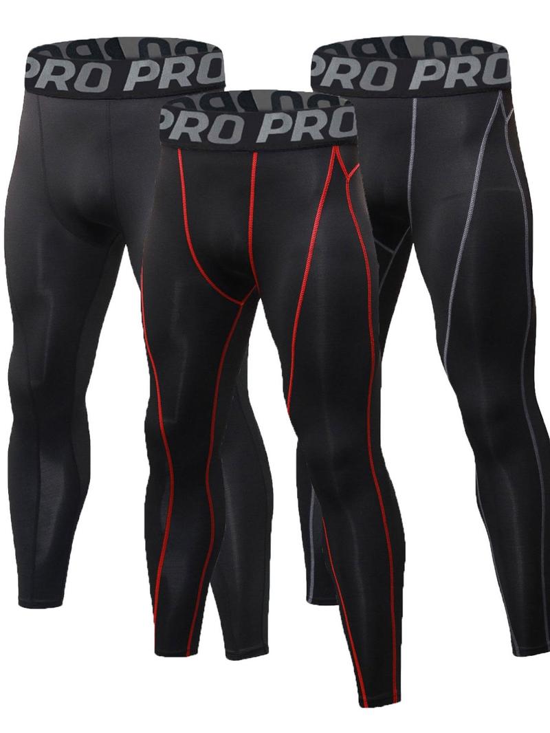 Product Introduction of Men's Letter Tape Thermal Leggings, Casual Comfy Breathable Compression Skinny Pants for Daily Wear, Men's Thermal Underwear for Spring & Fall 1