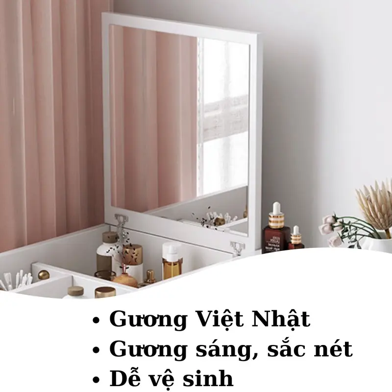 (LẮP GHÉP SẴN) Bàn trang điểm mini có gương,bàn trang điểm ngồi bệt có gương soi và ngăn đồ tiện lợi làm bàn trang điểm ngồi bệt có gương, bàn phấn có gương kết hợp làm bàn học, bàn làm việc bàn _ Vietnam Có ngăn kéo bàn  học 6