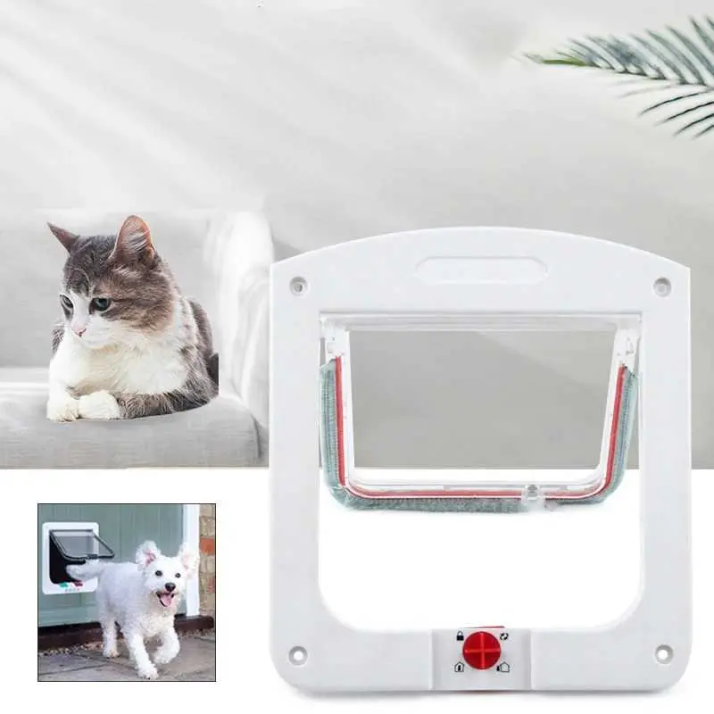 Pintu Masuk Kucing Magnetic Flap Door 4 Way Lock Pet Door 0