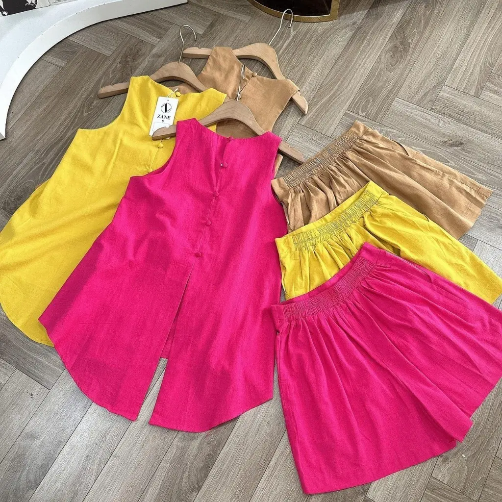 [3 size 46-70KG] Đồ bộ ĐŨI NÚT SAU, PIJAMA HOA LÁ DỄ THƯƠNG Vietnam Tie Front Thun Quần Ngủ