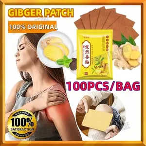 100pcs Ginger Patch Herbal Koyo Jahe Patch asli untuk menghilangkan rasa sakit Meningkatkan Sirkulasi Darah Lutut Leher Kembali Pereda Nyeri Meningkatkan Tidur patch