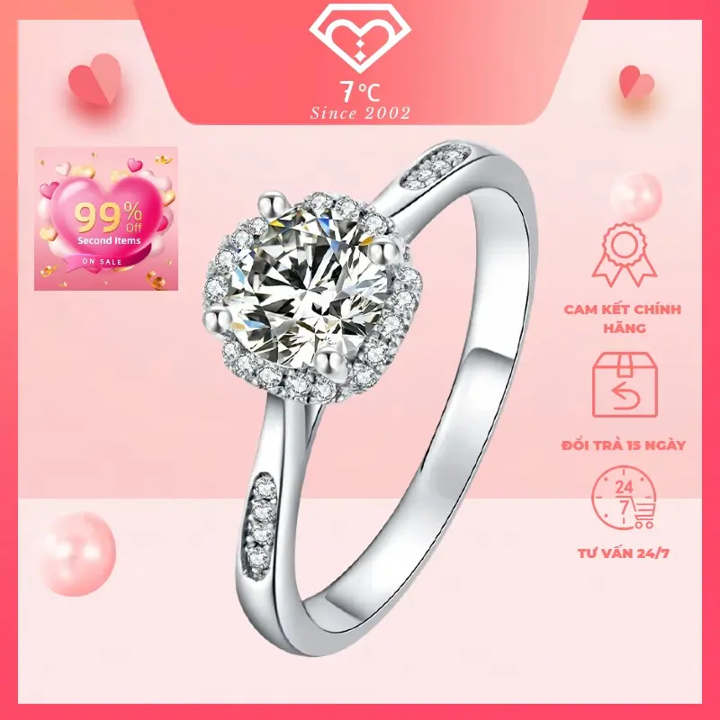 N10 (Trang sức nữ ) Nhẫn nữ Đá cao bông hoa , viền đính đá cao cấp Women 7℃ 1