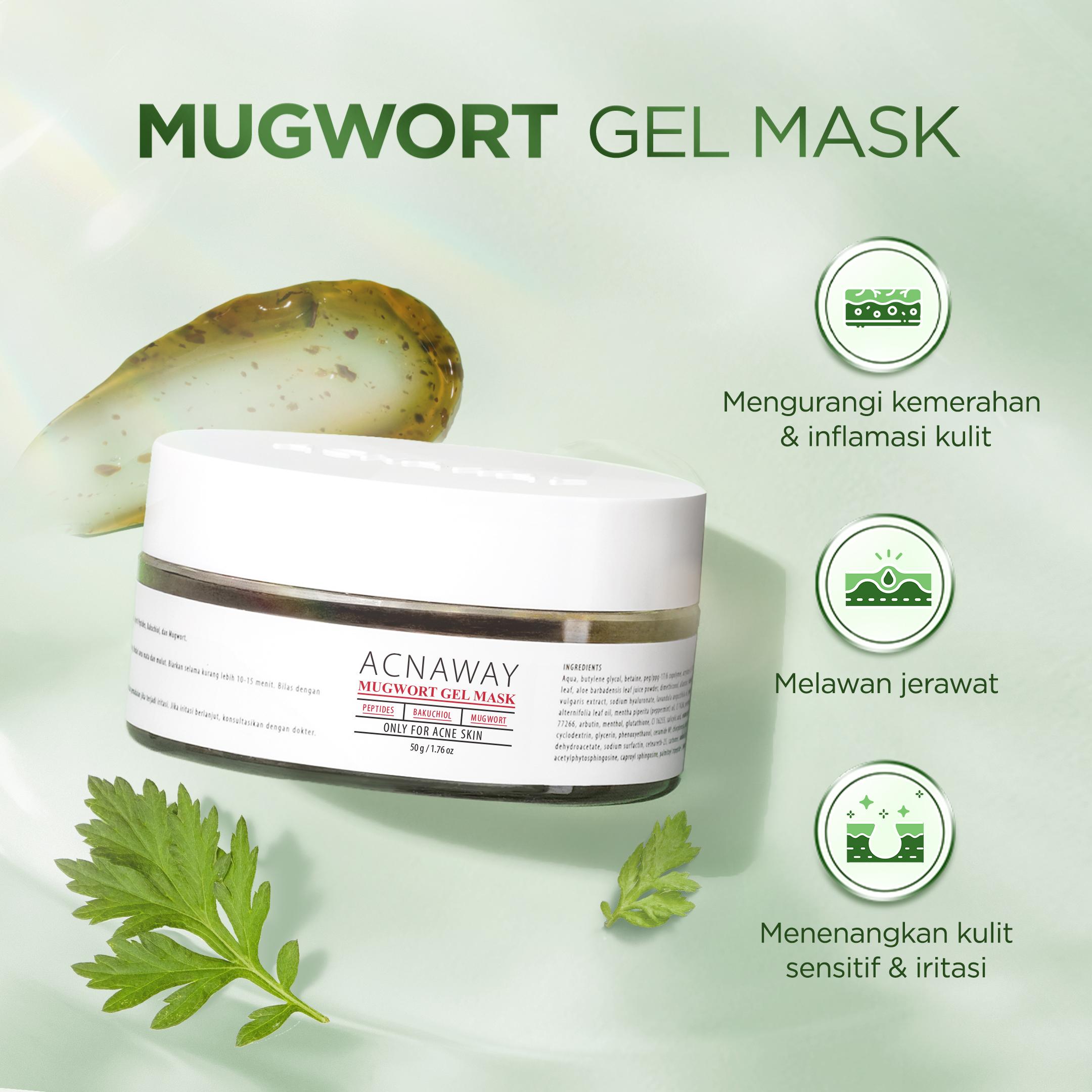 ACNAWAY Advanced Mugwort Gel Mask – Face Mask Gel Masker Wajah untuk Kulit Berjerawat | Mencerahkan, Menghaluskan & Membersihkan Pori | Anti Kusam, Komedo & Minyak | Acne Skincare Brightening & Pore Care Masker Komedo Sleeping Mask Masker jerawat Acne Mas