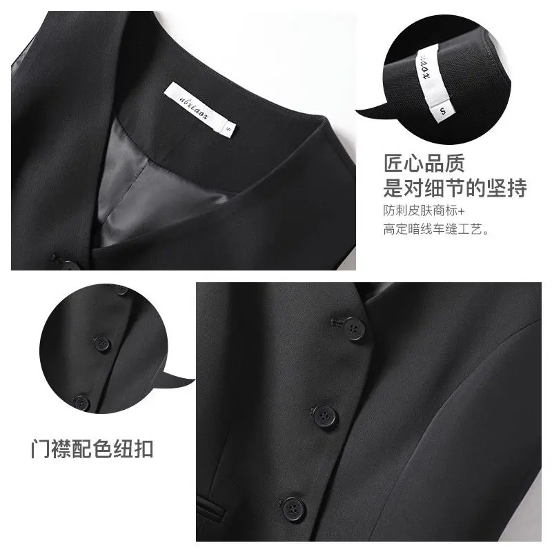 Áo Ghi Lê Vest, Áo Ghi Lê Nữ, Hàng Mới Về Mùa Xuân Và Mùa Thu 2023, Dáng Ôm, Có Thể Mặc Ngoài Trời, Váy Băng Quấn, Màu Đen, Áo Ghi Lê Ngắn 2