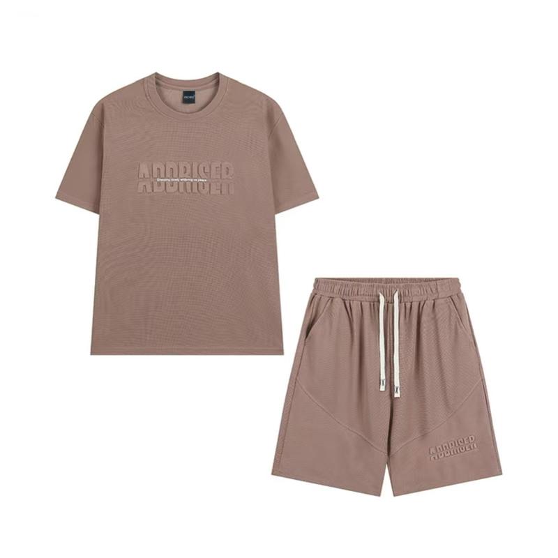 Bộ quần áo nam nữ cổ tròn cộc tay vải tổ ong lỗ nhỏ thoáng mát chữ ADDRISER dập nổi cao cấp