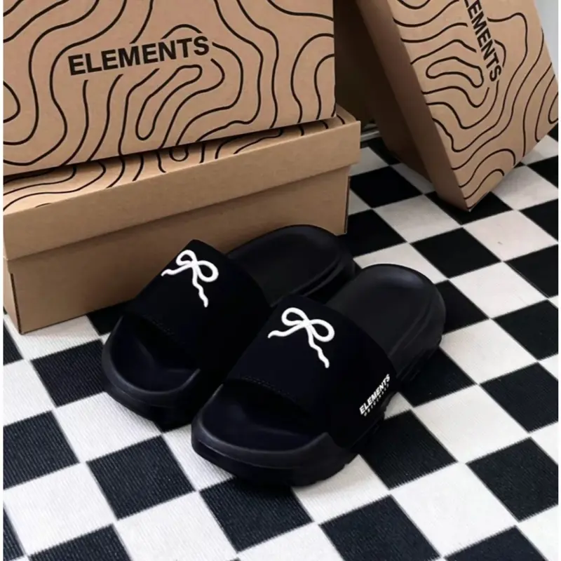 Dép Elements Silde Chunky chữ thêu nam nữ ( D-E02) - Dép quai ngang Elements nam nữ chữ thêu dế cao Slipper DéP 3