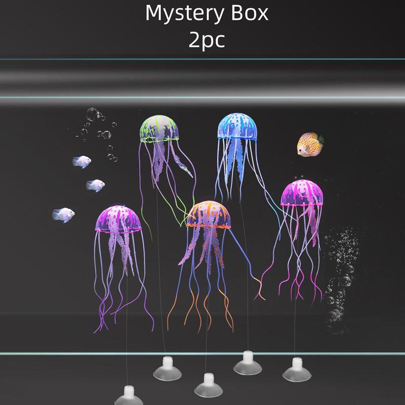 Random Color Artificial Jellyfish Ornaments, 2 Counts Luminous Fish Tank Decorations, Aquarium Fish Decorations 5