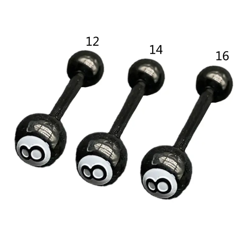 nhong Black Number 8 Billiards Balls Tongue Nail for Women Cool Punk Sexy Tongue Ring Charm Trend Body Piercing Jewelry