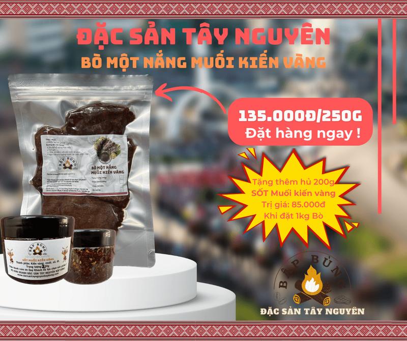 Bò một nắng muối kiến vàng TẶNG Sốt và Muối kiến vàng - Đặc sản Tây Nguyên Bập Bùng | 500g - 1kg
