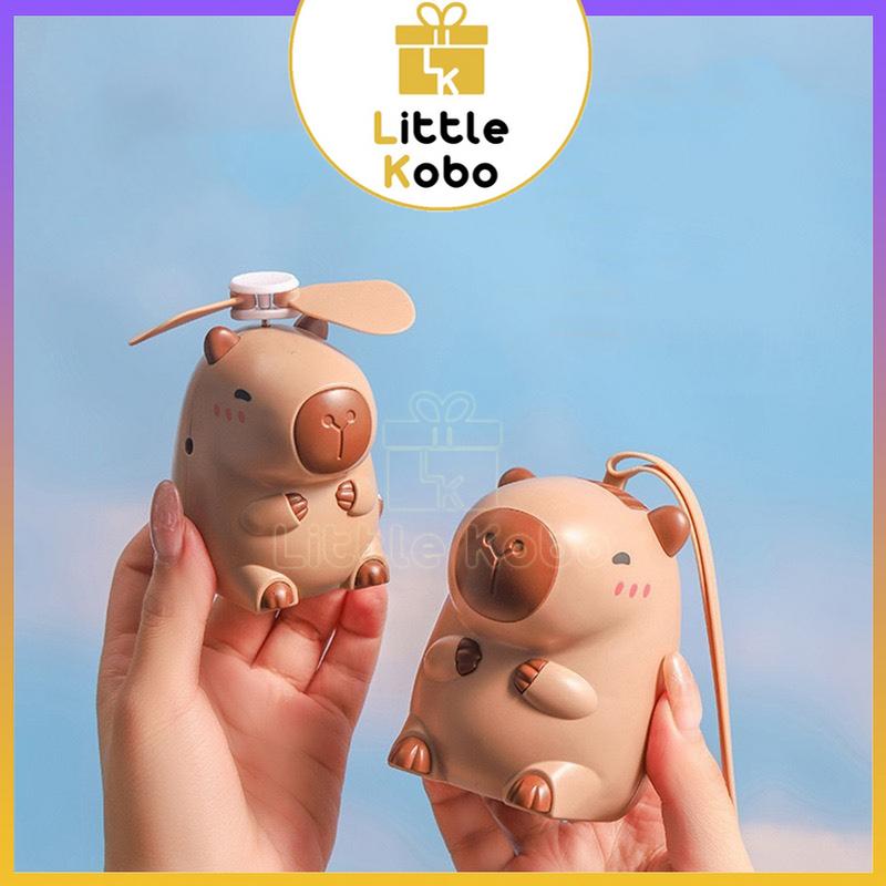 Quạt Cầm Tay Capybara Quạt Đeo Cổ Hoạt Hình Chuột Lang Nước Sạc Điện Kèm Dây Đeo Nhỏ Gọn Cho Học Sinh Đồ Chơi Trẻ Em